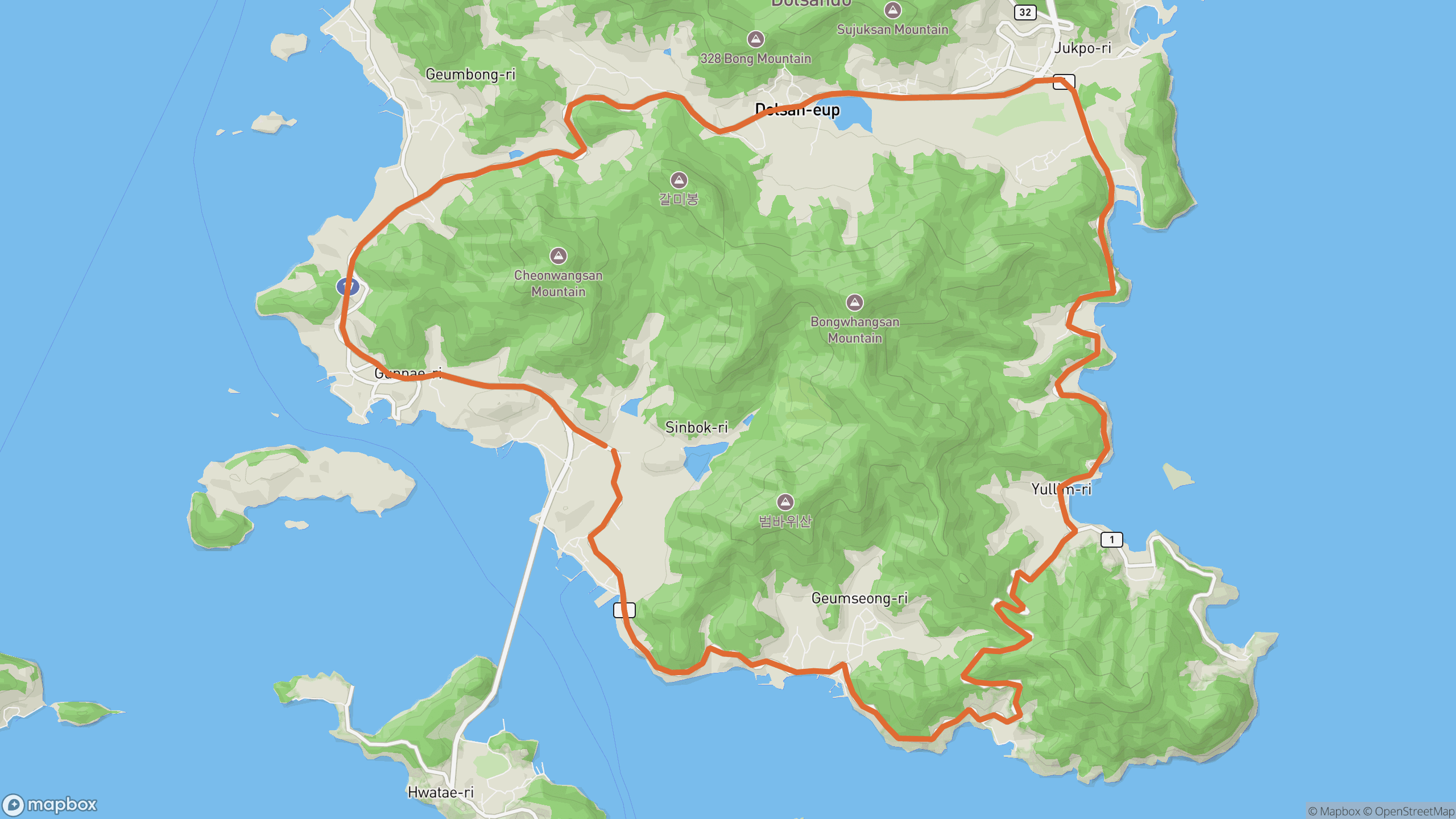 향일암로 루트 지도
